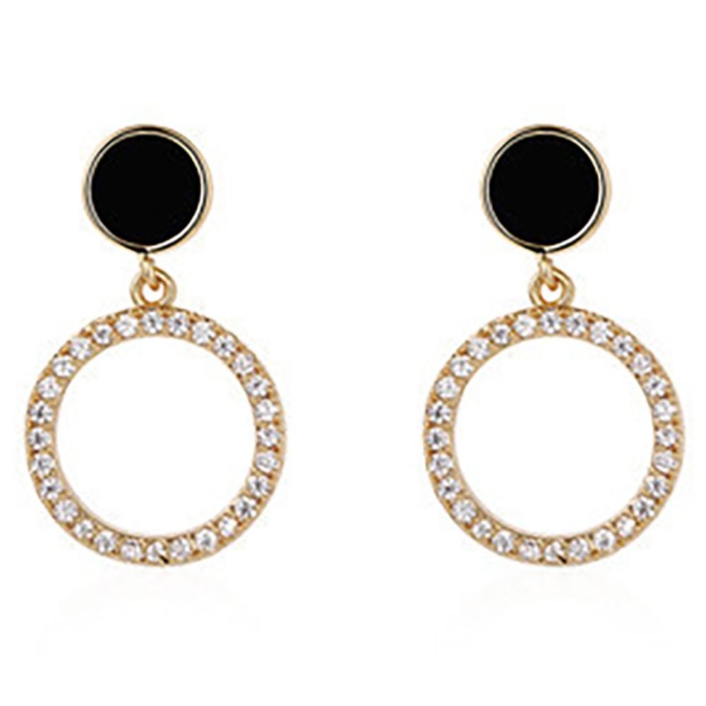 💝18k Gold Plated 4A CZ Micro Pave Round Drop Earrings, GPMB1538